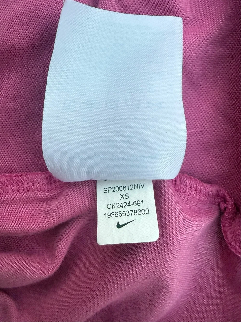 Nike Womens Dri-Fit Graphic Training Tank Top Pink Swoosh JDIY Athletic Logo XS